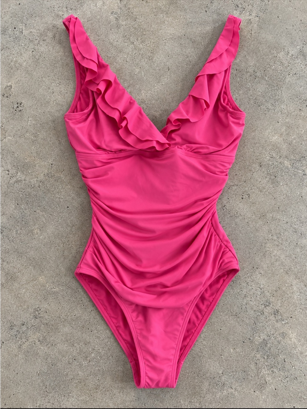 Lauren Ralph Lauren Ruffle One Piece Swimsuit Built In Bra Woman 8 Pink Resort